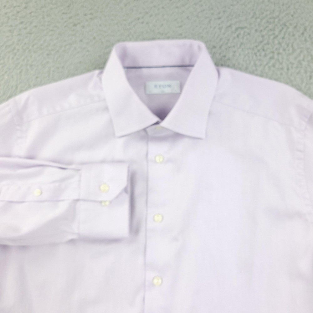 ETON Shirt Mens 17 43 Purple Slim Fit Dress Long Sleeve Button Front Cotton
