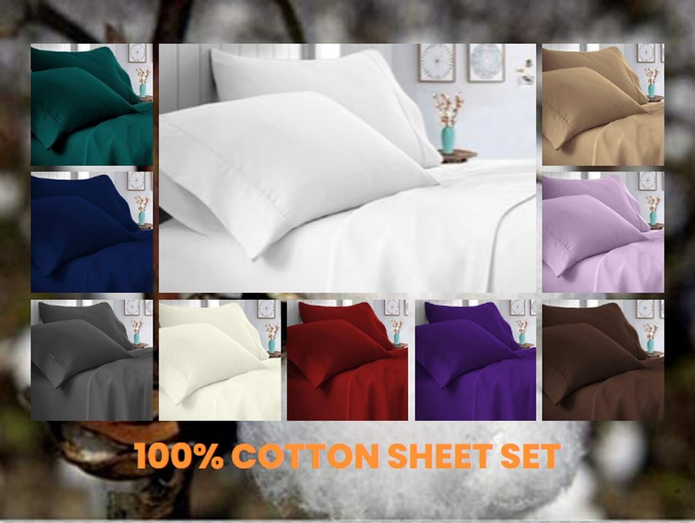 1200TC 100% Cotton 6 Piece Sheet Set Solid Twin/Full/Queen/King/Cal King Size