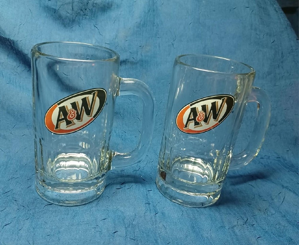 A&W Root Beer Glass Mugs Set of 2 with Logo