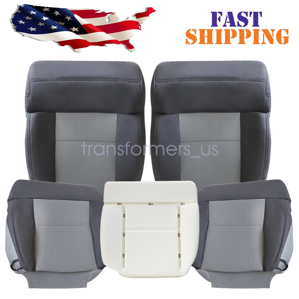 Front Cloth Seat Cover & Driver Foam Cushion Fits 2004-2008 Ford F-150 Dark Gray