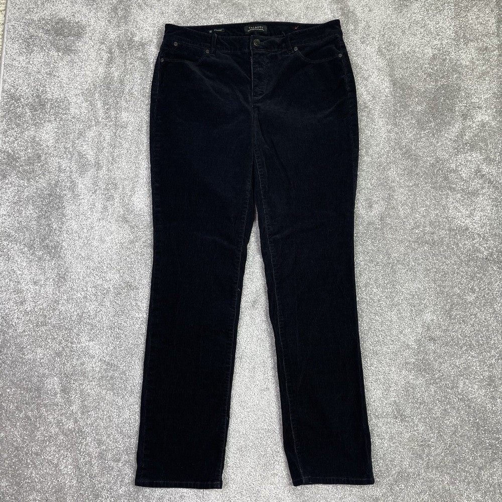 Talbots Pants Women's 10 Black Straight High Rise Corduroy Classic Fall