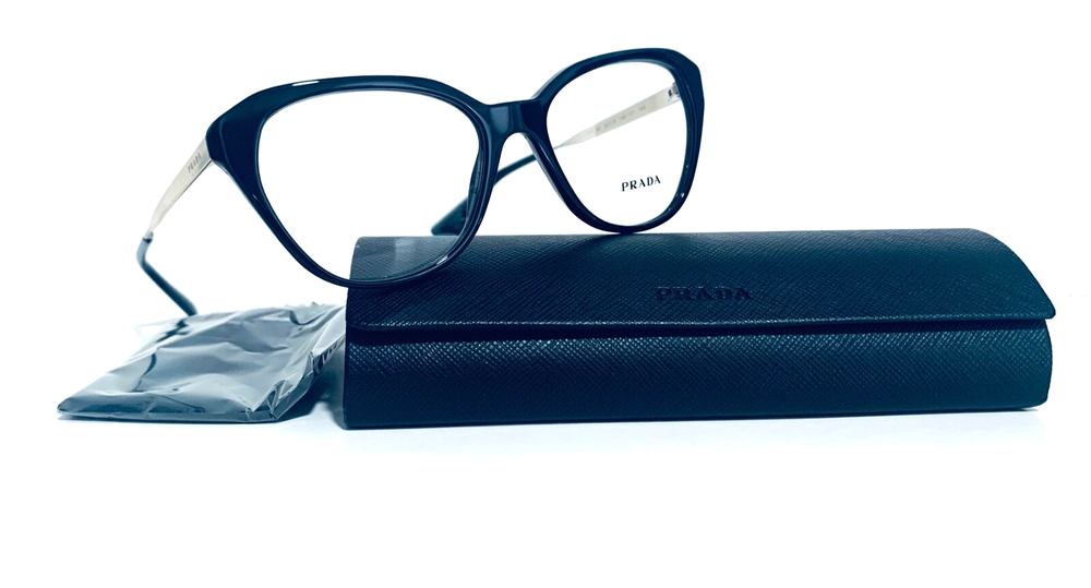 Prada VPR28S Black Gold Cat Eye Eyeglasses 52-16-140 mm Made in Italy