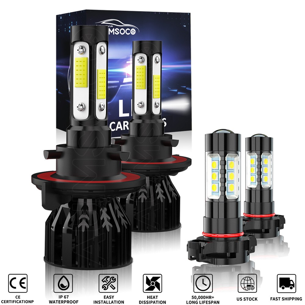 For 2007-2014 GMC Yukon XL 1500 6000K LED Headlight Fog Bulbs Combo Kit White
