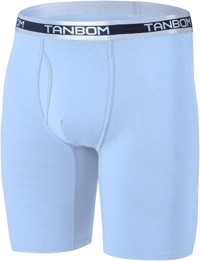Men's Bamboo Comfort Fit Soft Long Boxer Briefs Open Fly Big And Tall Underwear