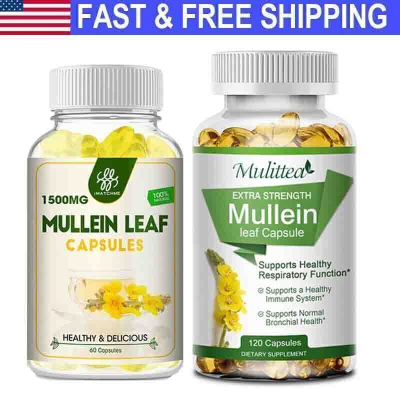 60/120Pcs Mullein Leaf Capsules For Lung Cleanse Detox Herbal Dietary Supplement