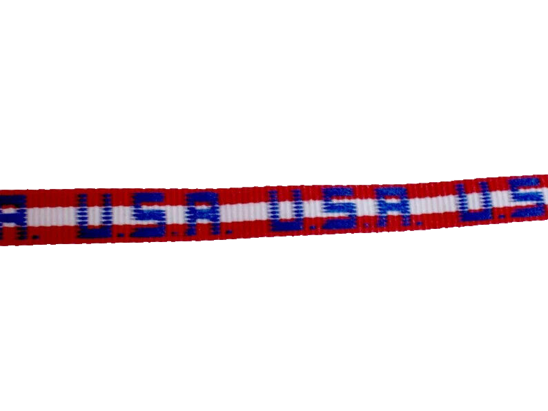 USA Ribbon, Red, White, and Blue USA Embroidered Ribbon 3/8 inch x 4 yards, 1306