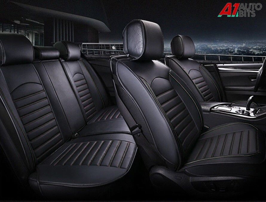 All Black PU Leather Full Set Seat Covers Padded For Renault Clio Megane Laguna