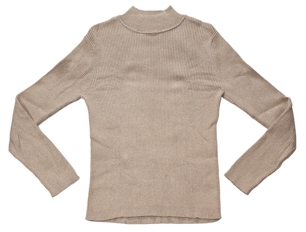 Croft & Barrow Gold Sparkle Long Sleeve Turtleneck Sweater Women's Size L