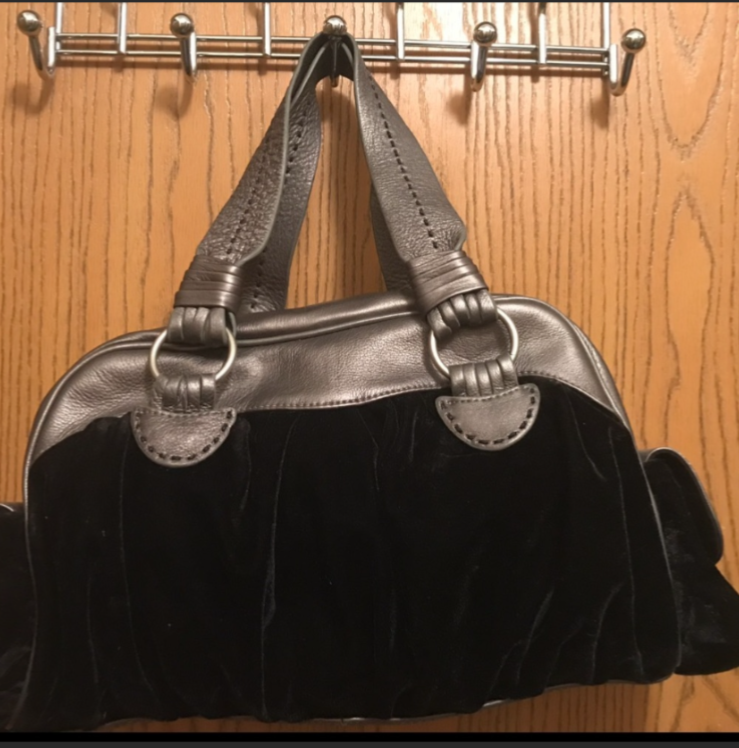 YSL Muse Loulou Black Velvet Leather Boho Luxe Shoulder Bag