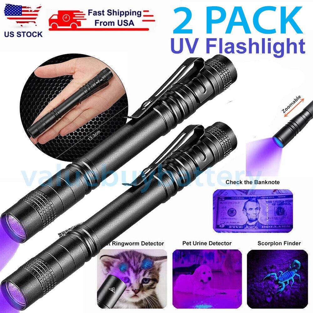 Dual UV Blacklight LED Flashlight 395nM Inspection Torch for Ultra Violet Detection
