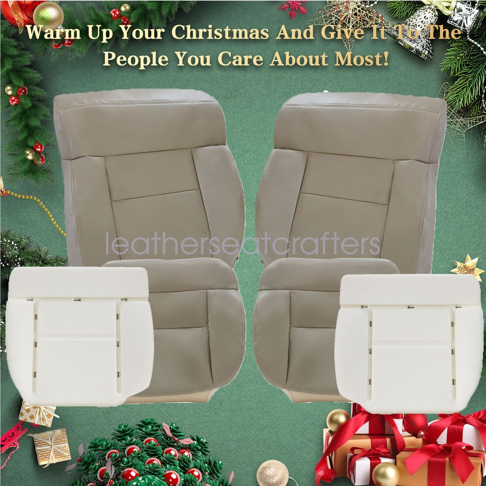 6PC Ford F-150 Lariat 2005-2008 Tan Leather Seat Cover Set with Foam Cushion  