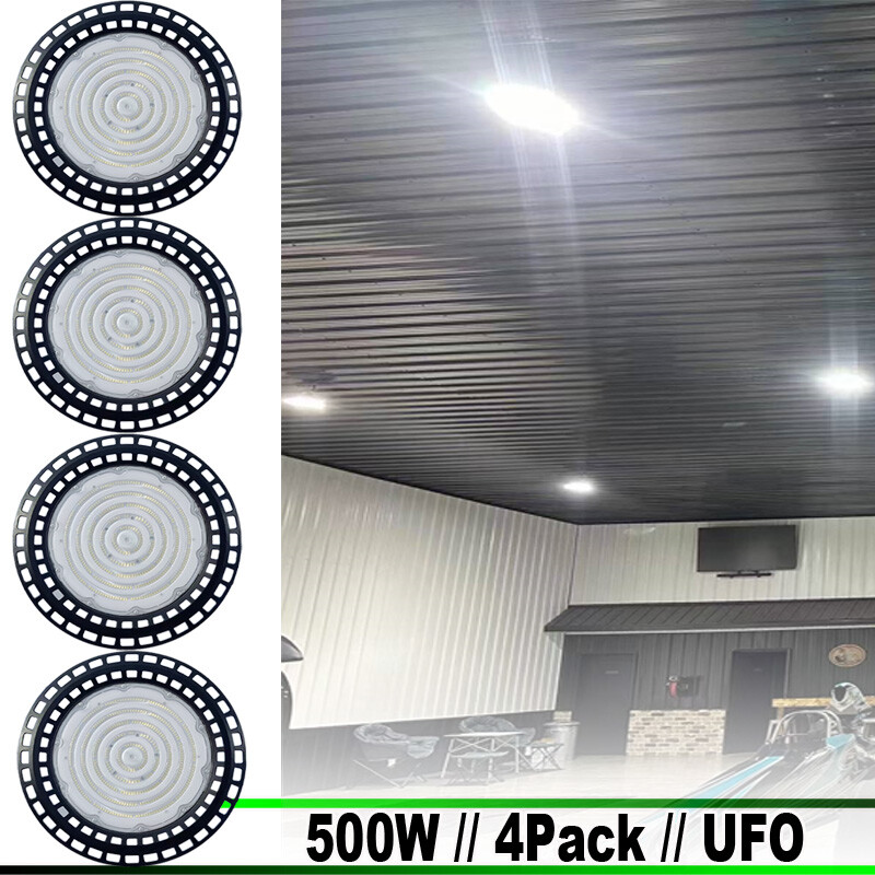4-Pack 500W UFO LED High Bay Light for Warehouse & Commercial Use