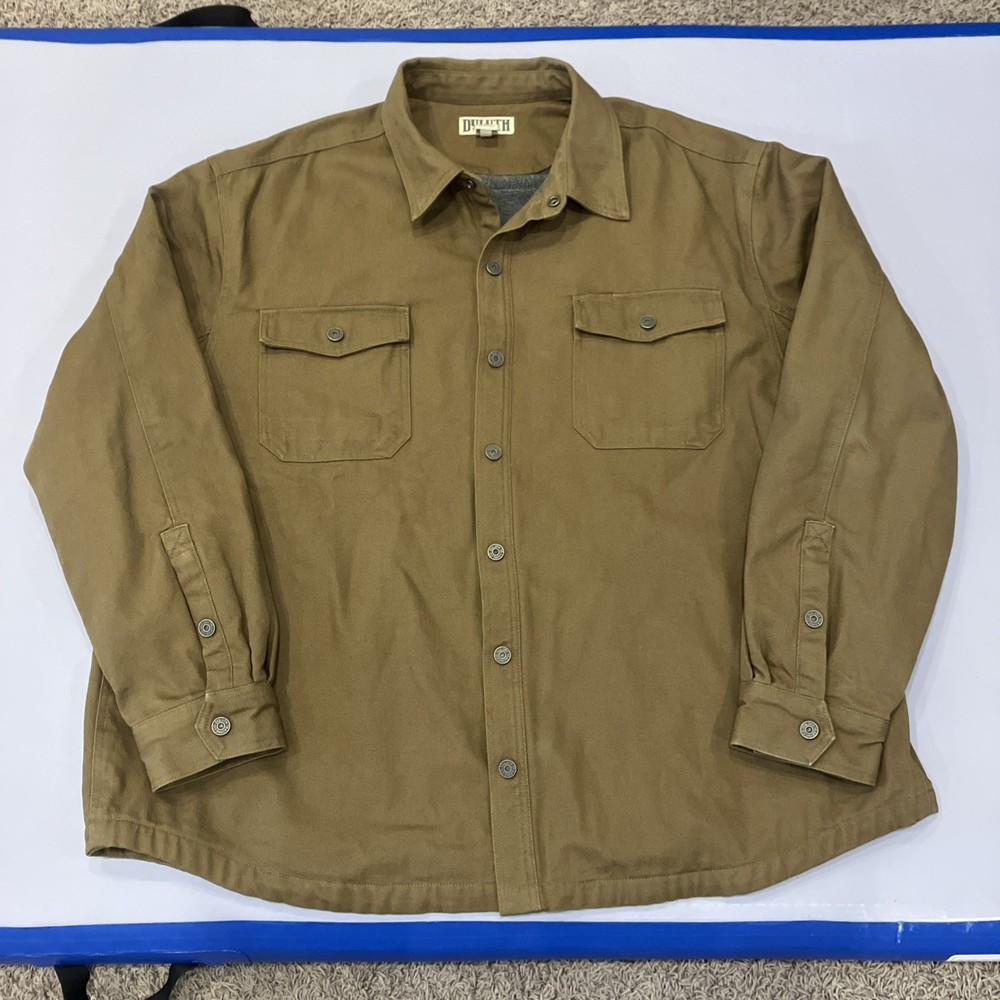 Duluth Trading Co Fire Hose Canvas Shirt Jacket Hanger Bender Fleece Lined Snap
