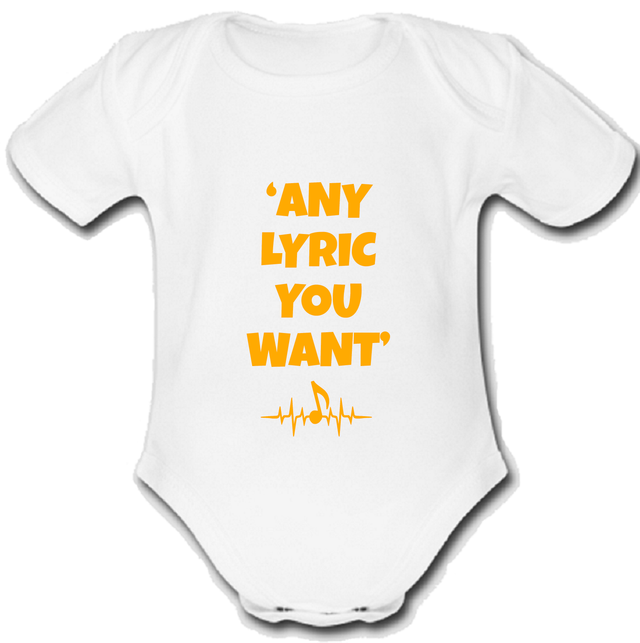 Enigma babygrow Baby vest grow music gift custom LYRIC ORANGE
