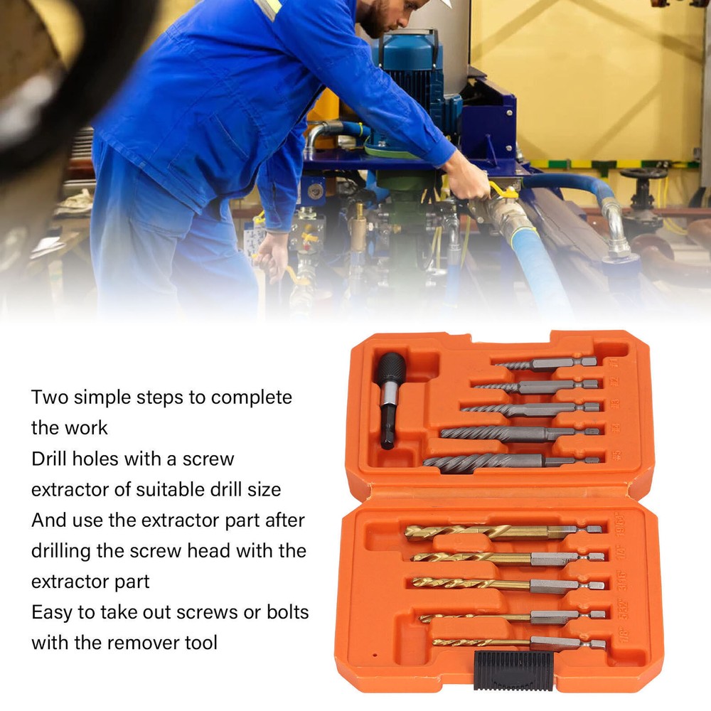 11Pcs HHS Professional Damaged Screw and Bolt Extractor Kit for Easy Stud Removal