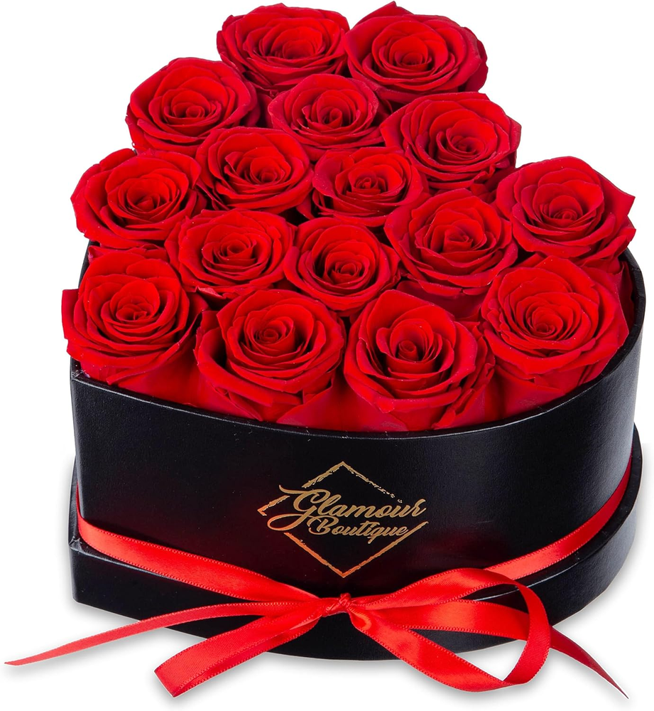 16-Preserved Rose Heart Box - Eternal Floral Gift for Her