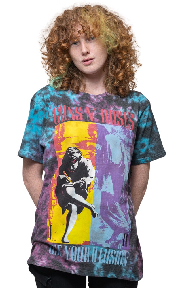 Guns N Roses Use Your Illusion Logo Official Unisex Dye Wash Blue Tee