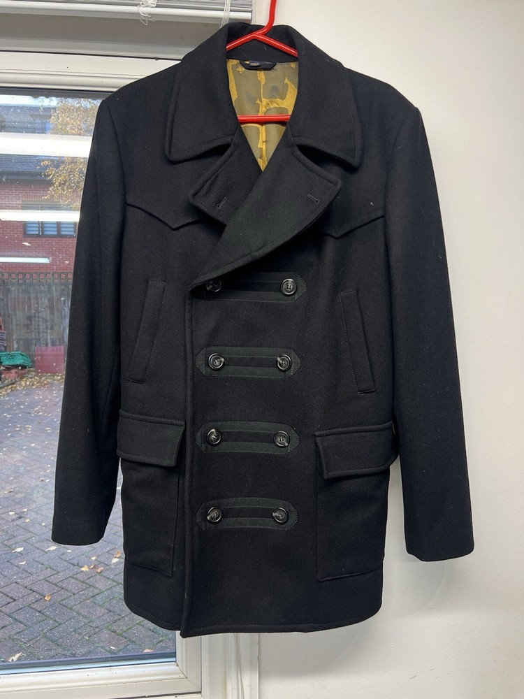 VIVIENNE WESTWOOD DOUBLE-BREASTED NEW WOOL CASHMERE PEACOAT MENS BLACK 52 SMART