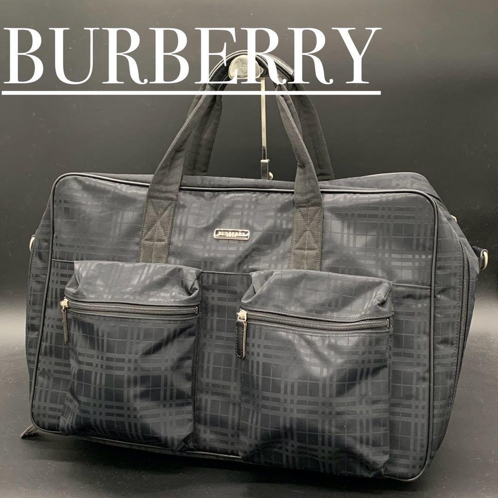 Burberry Nova Check Boston Bag Black Large Capacity