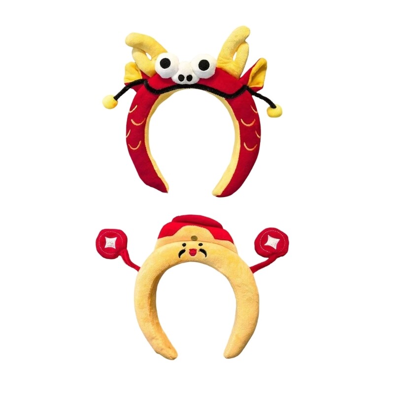 Festive Fortune God Dragon Plush Headband for Holiday Celebrations-image