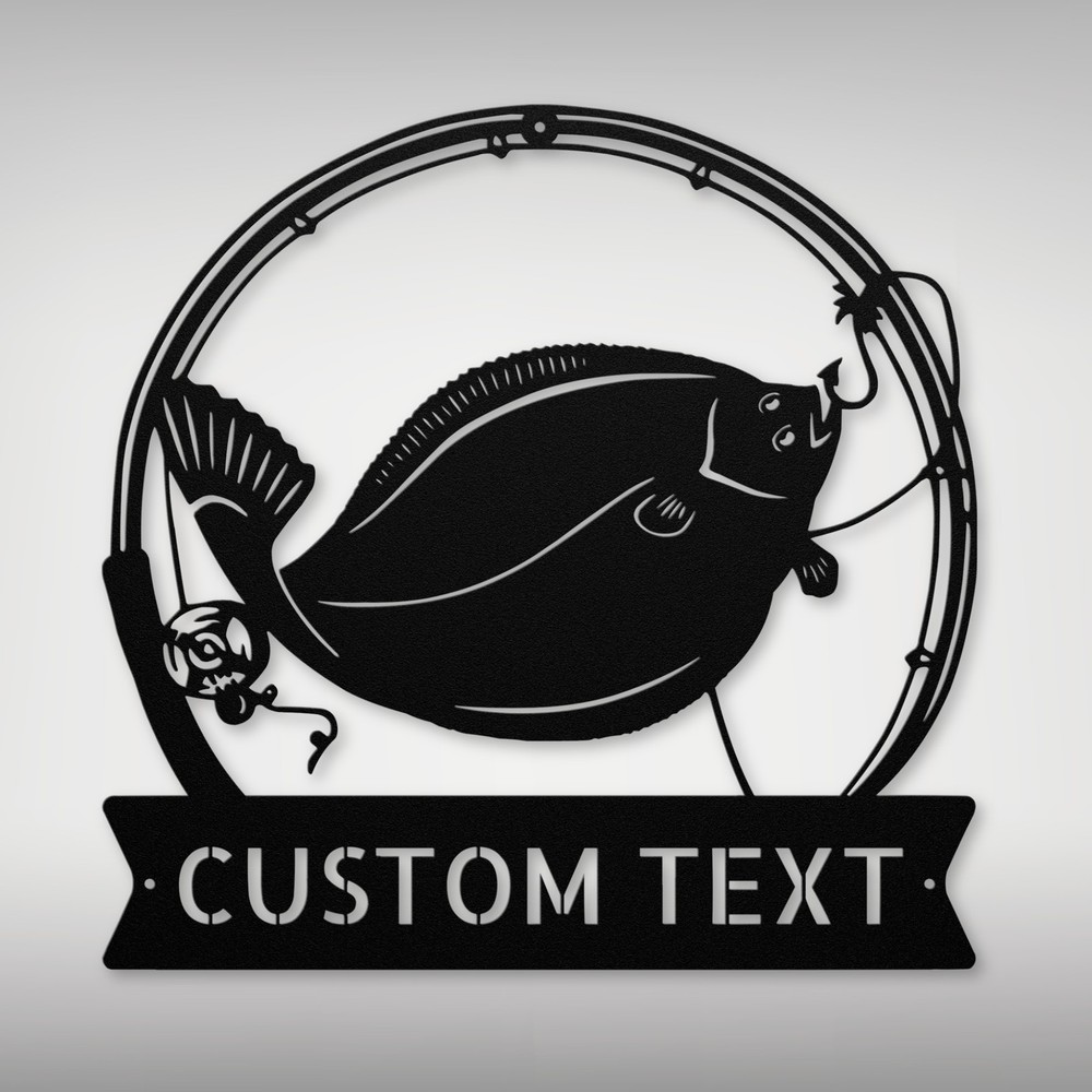 Personalized Flounder Fish Metal Sign Custom Coastal Decor for Fishing Lovers...