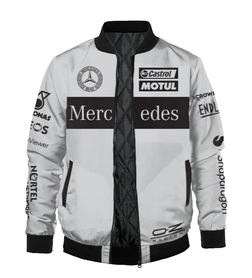 Mercedes-Benz Mens Reflective Lightweight Racing Bomber Jacket - New