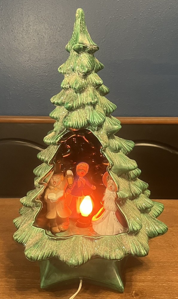 Vintage Holland Mold Ceramic Open Christmas Tree 18” Star Base 1970's