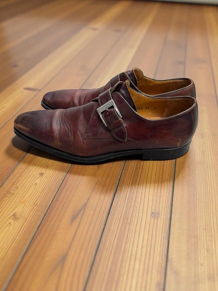 Magnanni Marco II Single Monk Strap Men Size 13 Cuero Leather Dress Shoes Brown