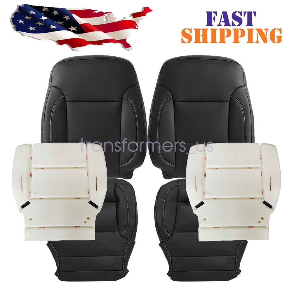 For 2014-2019 Chevy Silverado Front Leather Seat Cover Black or Foam Cushion
