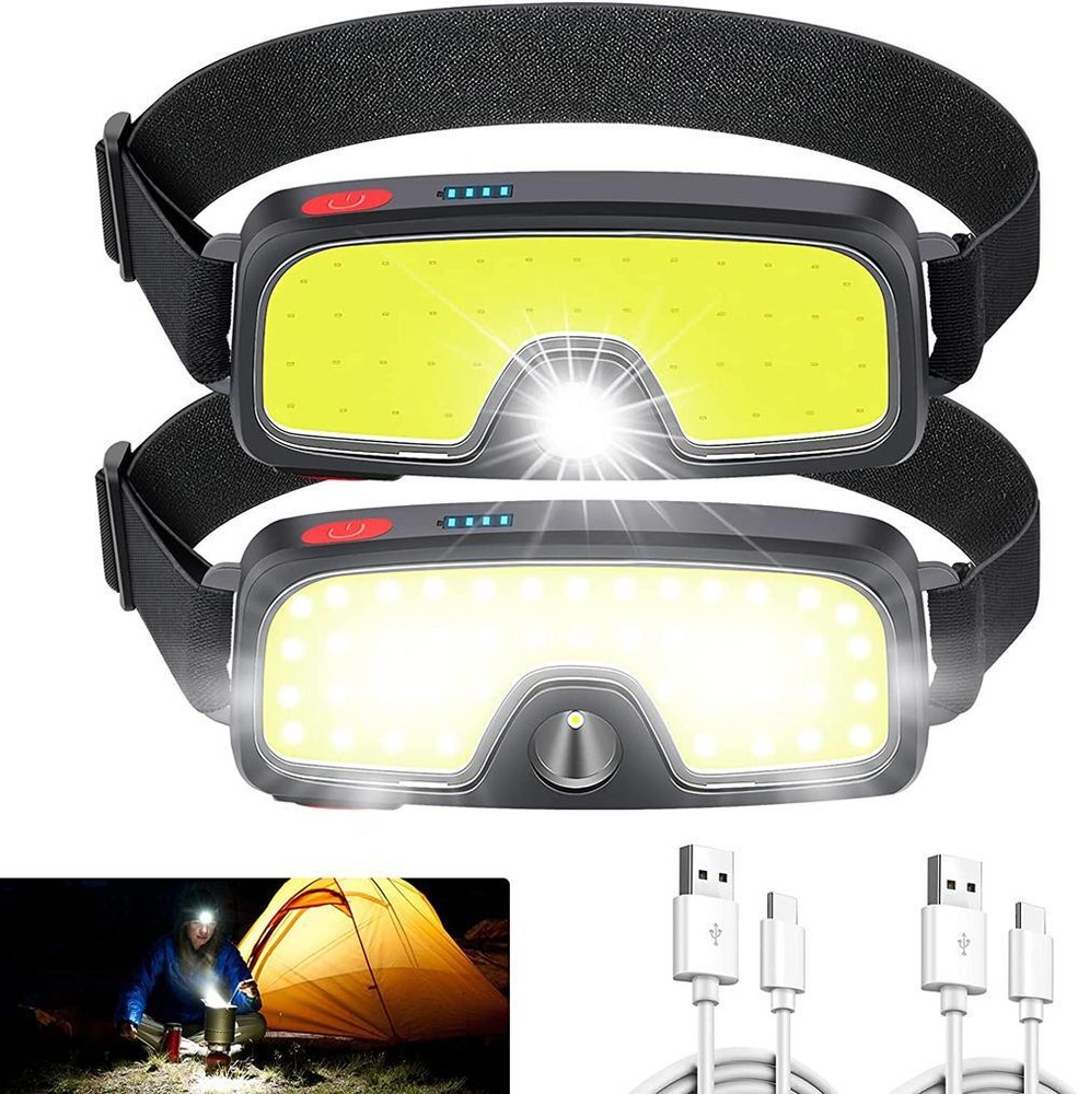 Headlamp USB Rechargeable Battery LED Multicolor Plastic Portable Waterproof