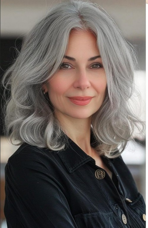 New Grey Highlight Wave Wig 13x4 Lace Front 100% Human Hair Wig for Women