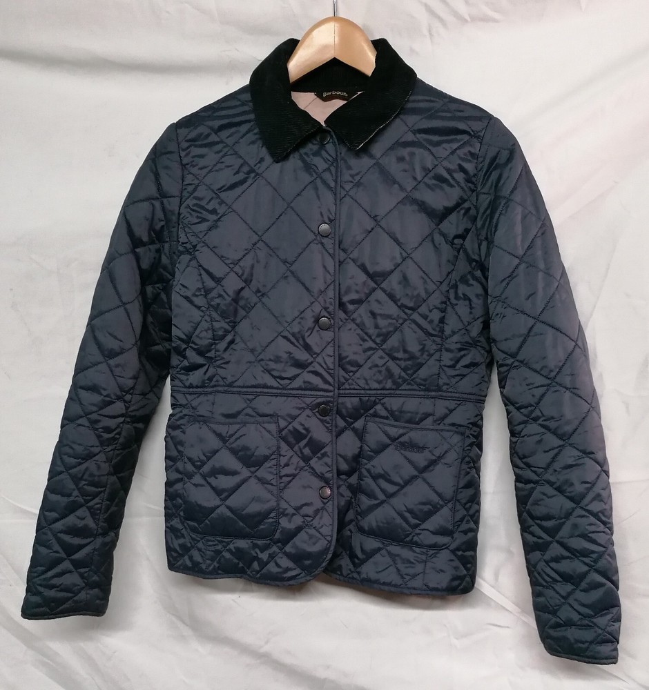 Barbour Navy Deveron Diamond Quilt Lightweight Jacket - UK Size 12, EUR Size 38