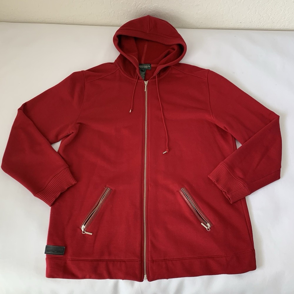 Lauren Jeans Co Ralph Lauren Sweatshirt Hoodie Jacket Women L Red Zip Designer