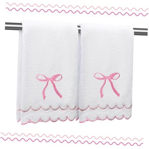 2 Pcs Coquette Bow 100% Cotton Hand Towels for 2-Pack 27