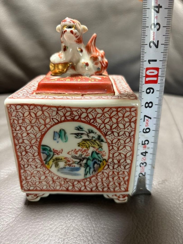 Porcelain Incense Burner 5.3 inch Lion Foo Dog Vintage Japanese Censer Figurine
