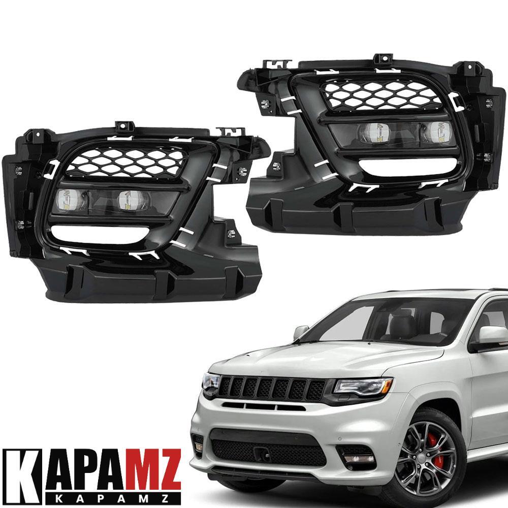 Bumper LED Fog Light Lamps W/ Covers Bezel For Jeep Grand Cherokee 2017-2022