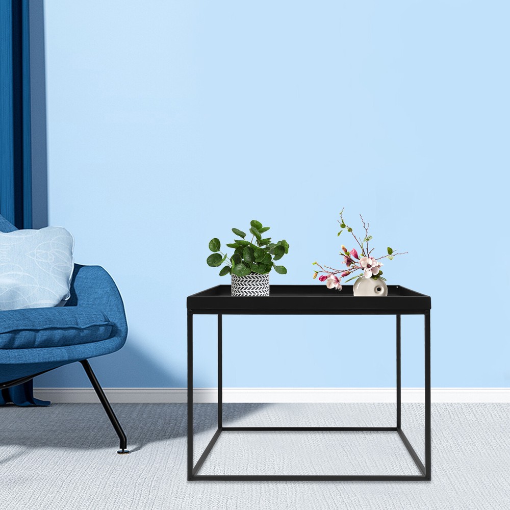 24 Inch Square Metal Frame Portable Table for Office Camping or Side Use