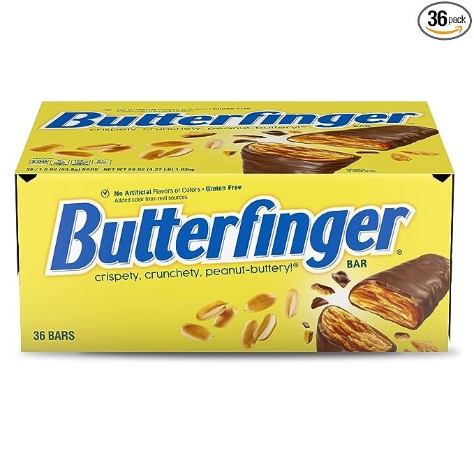Butterfinger Milk Chocolate Candy Bars, Full Size Bulk 1.9 oz (Pack of 36)