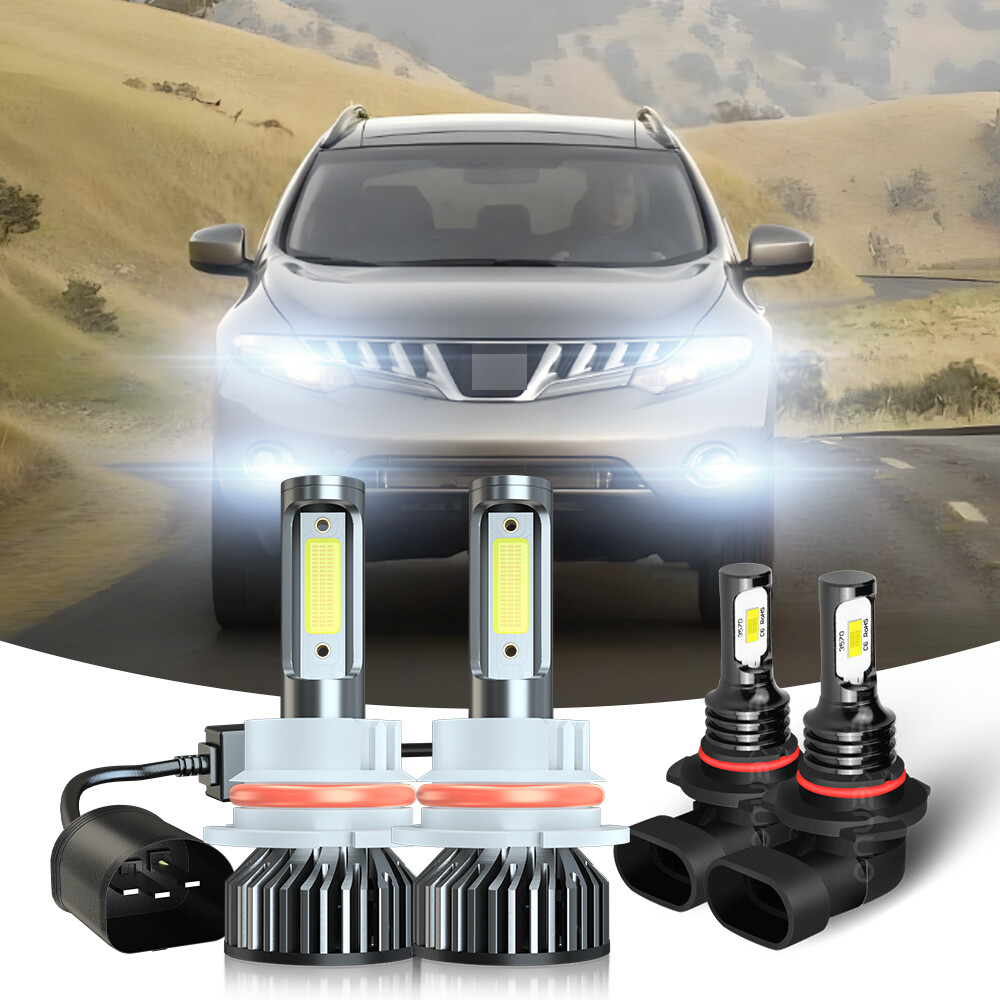 For Nissan Murano 2003-2008 4X LED Headlight High&Low Beam + Fog Light Bulbs Kit
