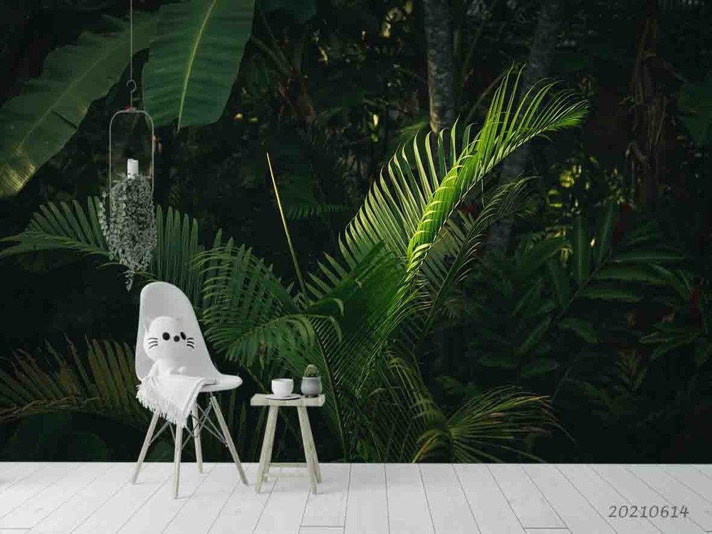 3D Tropical Green Plants Closeup Wall Murals Wallpaper Murals Wall Sticker