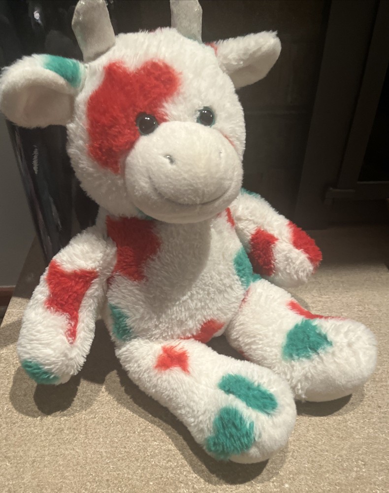 Limited Edition Build A Bear Christmas Cow Red Green Holiday Stuffed Plush