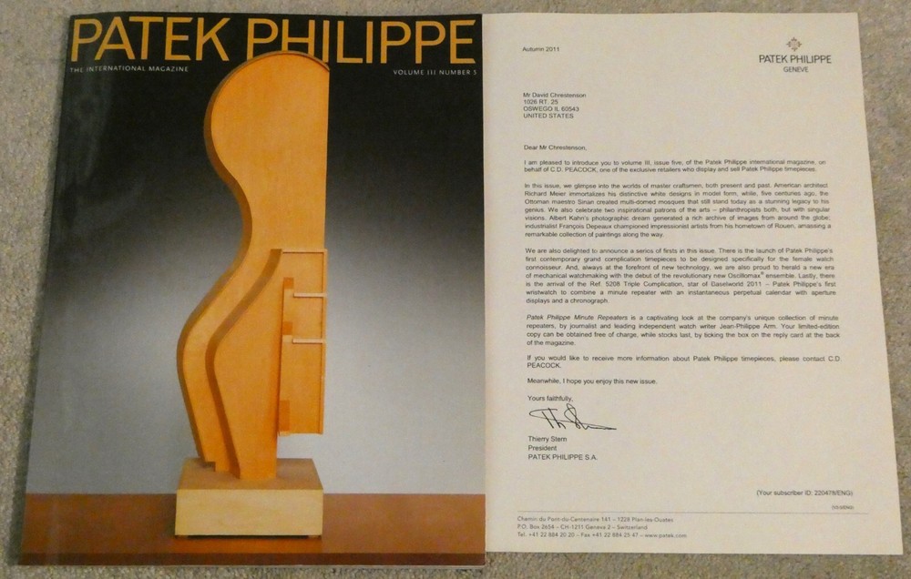 Patek Philippe International Magazine Vol 3 No 5 2011 Letter Timepieces Edition