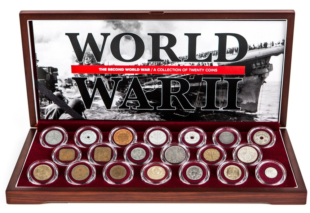 World War II Certified TWENTY Coins COA & Capsules & Secure Display Box Included