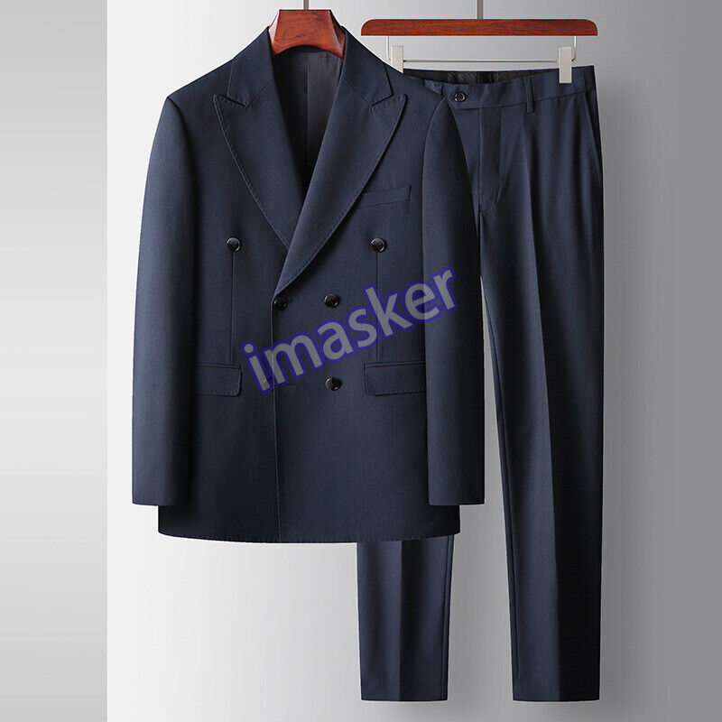 Men's Luxury Spring Business Wedding Suit Double Breasted Coat & Pants  