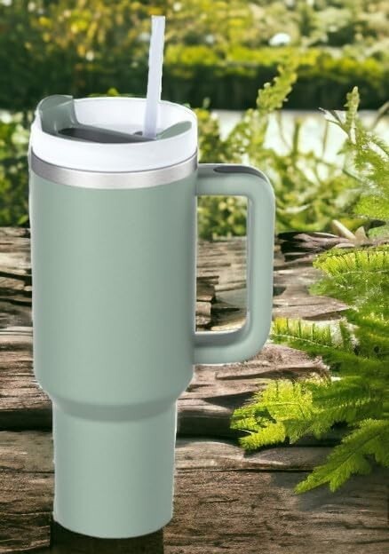 OmiOmi 40 oz tumbler with handle and lid straw, stainless steel insulated vacuum