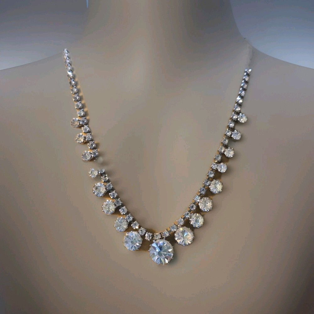 1960s Gorgeous Judy Lee W/ Rhinestones Sparkly Gems Glamour Statement Necklace