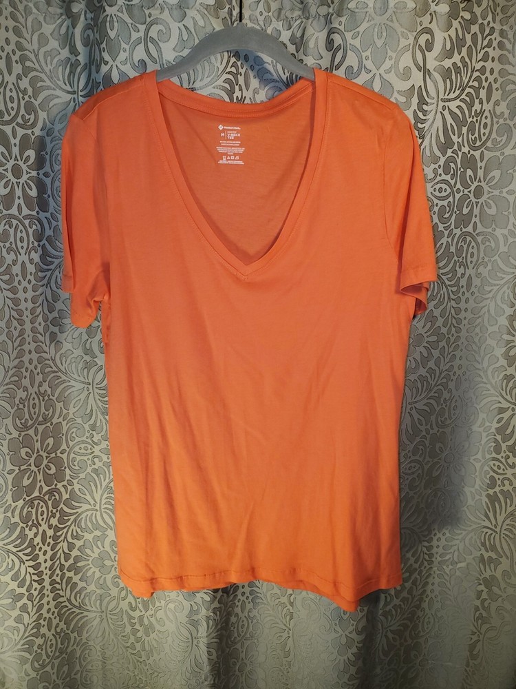 Members Mark Womens M V-Neck Tee in Orange-image