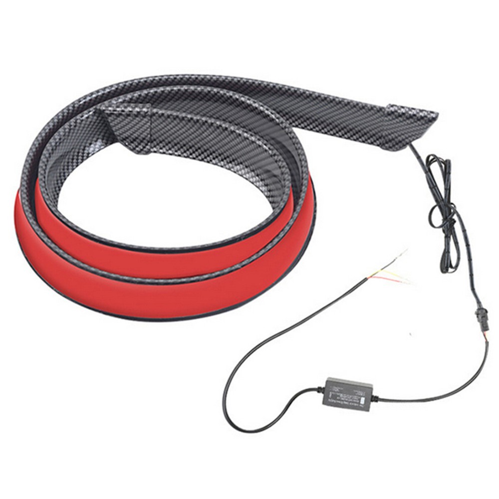 Car Rear Trunk LED Tail Wing Spoiler Lip Brake Light Lamp Bar Carbon Fiber Look