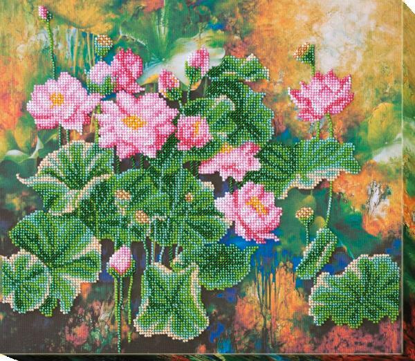 Bead embroidery kit Lotos needlework kit Art canvas beadwork pattern