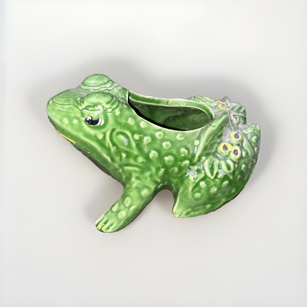 Vintage McCoy Pottery Green Frog Planter USA